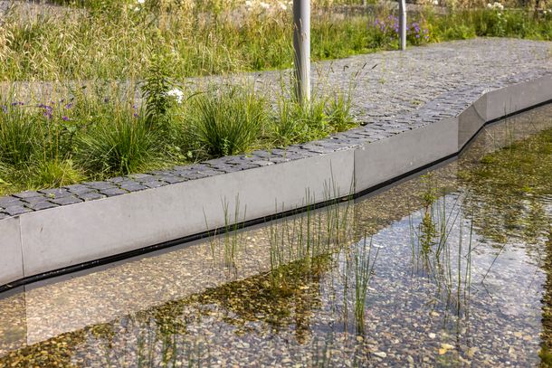 Grünanlage mit Wasserbecken